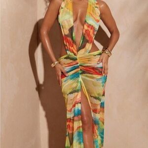 Vibrant Multicolor Halter Dress